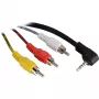 Wentronic Goobay 3,5 mm lizdo / RCA adapterio laidas, 1,5 m - 3,5 mm kištukas (4 kontaktų, stereofoninis) 90° > 3x RCA kištukas (50209)
