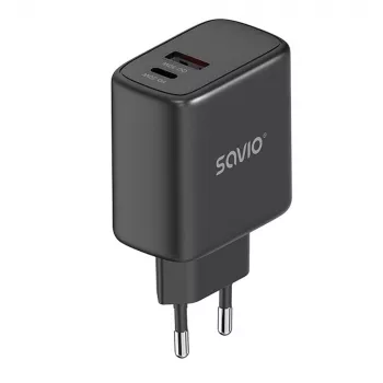 Lauko kroviklis SAVIO LA-06/B USB Type-C 30W Power Delivery 1x USB-C Juoda, 5–20V, 3A/9V, 3A/5V, 3A/12V, 2.1A
