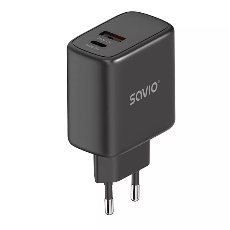 Lauko kroviklis SAVIO LA-06/B USB Type-C 30W Power Delivery 1x USB-C Juoda, 5–20V, 3A/9V, 3A/5V, 3A/12V, 2.1A