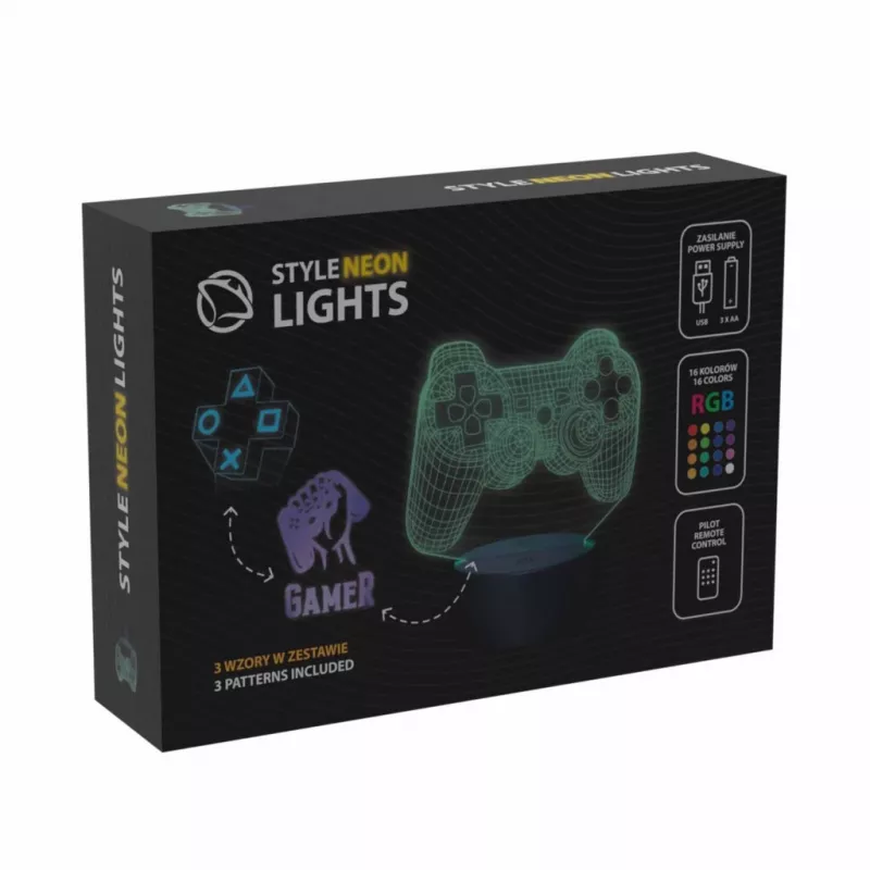 Stalinė LED lempa MANTA SNL122RGB RGB 3D šviesos dekoracija, spalvų kaitos RGB, maitinama per USB