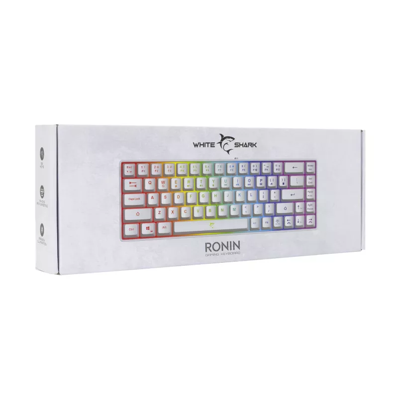 Klaviatūra White Shark RONIN balta USB QWERTY 68 klavišai LED