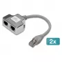 Ekranuotas Cat5e komutacinio kabelio adapteris 2× Cat5e, 0,19 m, pilka / sidabrinė - DIGITUS