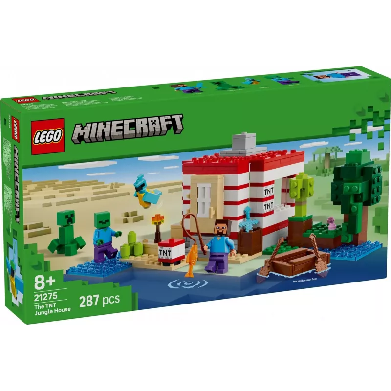 Konstruktorius LEGO Minecraft rinkinys 21275 TNT džiunglių namelis, 287 detalės, 2 minifigūrėlės, amžius 8+