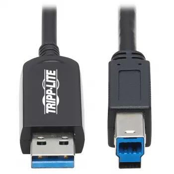 Eaton Tripp Lite Series USB 3.2 Gen 1 plenuminis pluoštinis aktyvus optinis kabelis (AOC) - A/B M/M, juodas, 20 m - USB kabelis - USB A tipo (M) į USB B tipo (M) - USB 3.2 Gen 1 - 20,0 m - P