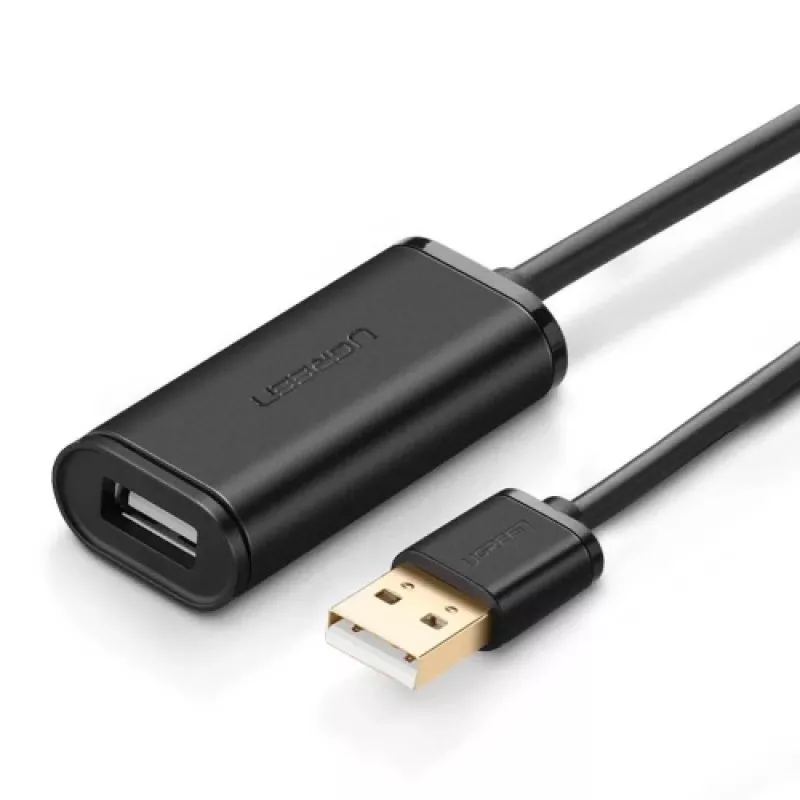 USB A ilginamasis laidas su stiprintuvu, UGREEN US121, 10 m, juodas, A kištukas į A lizdą