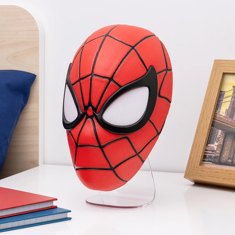 Stalinė lempa Paladone Spiderman Mask Light — teminio dizaino Žmogaus-voro kaukės lempa, maitinama per USB, LED, kompaktiška naktinė lempa