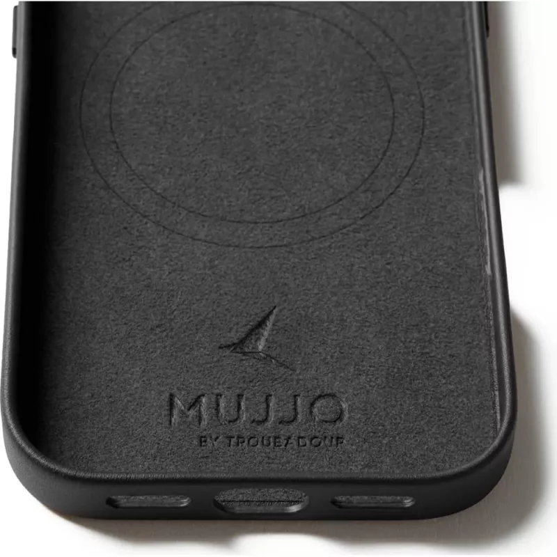 Mujjo Full Leather Case MagSafe dėklas, skirtas iPhone 17, juodas