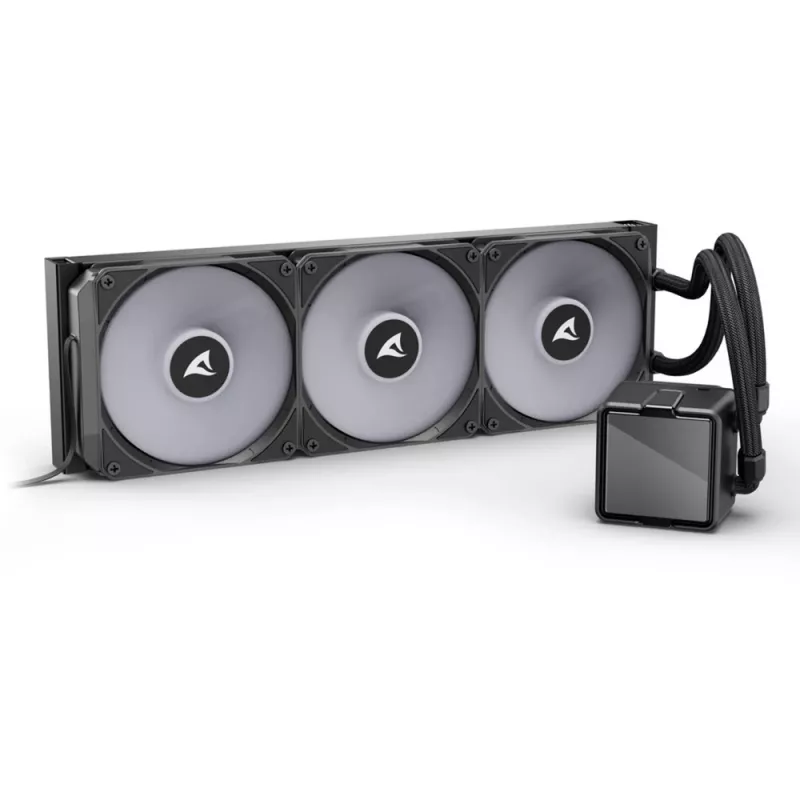 „All-in-One“ skysčio CPU aušintuvas Sharkoon S100 ARGB – 360 mm radiatorius, juodas