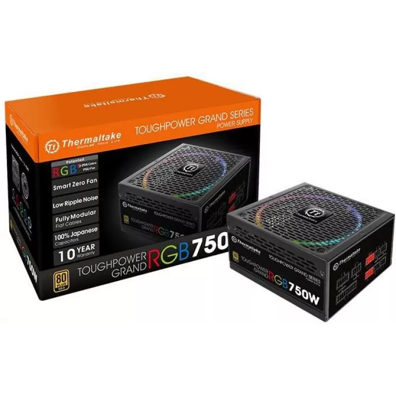 Thermaltake ToughPower Grand RGB 750W Gold - Maitinimo šaltinis (vidinis) - ATX12V 2.4/ EPS12V 2.92 - 80 PLUS Gold - AC 100-240 V - 750 W - Active PFC -