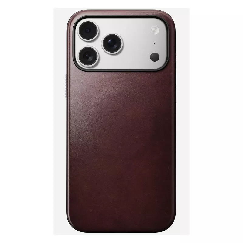 Odinis dėklas Nomad Modern skirtas iPhone 17 Pro Max (6,9 col.) — Burgundiška spalva, oda+TPU+PC