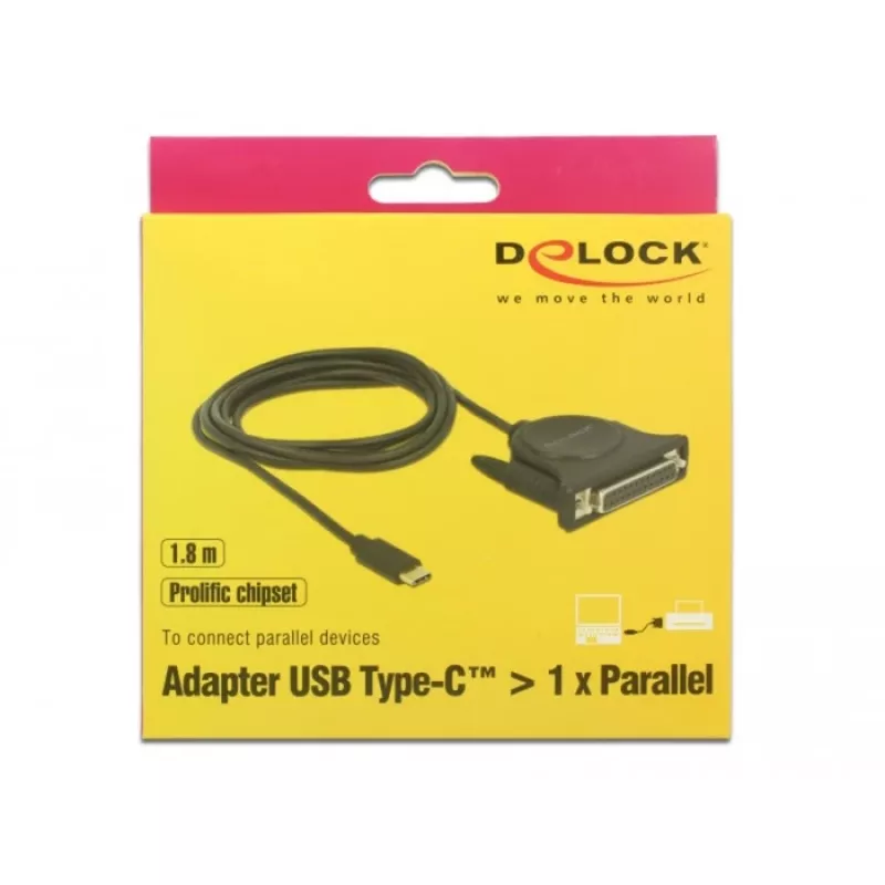 Lygiagretusis kabelis DeLOCK 62980 juodas 1.8 m