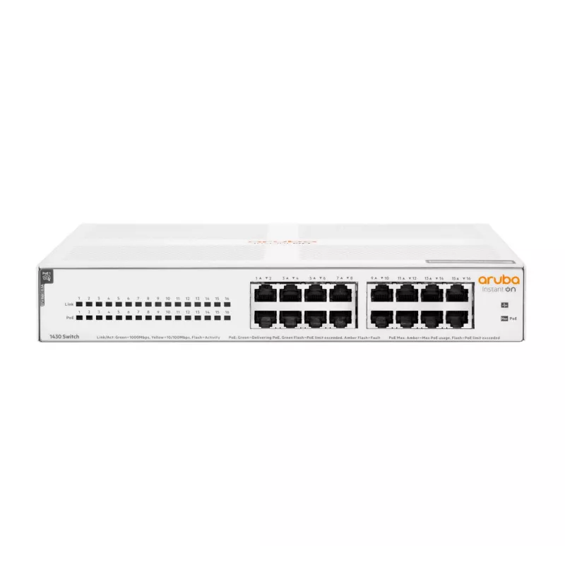 HPE Aruba Networking Aruba Instant On 1430 16G Class4 PoE 124W nevaldomas L2 Gigabit Ethernet (10/100/1000) maitinimas per Ethernet (PoE) 1U balta