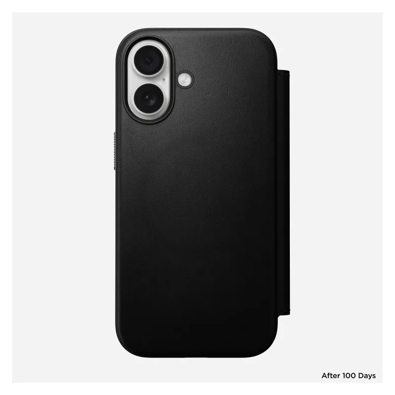 Dėklo tipo telefonų dėklas Nomad Modern Leather Folio, skirtas Apple, tinka ekranams iki 16 cm (6,3 col.), juodas