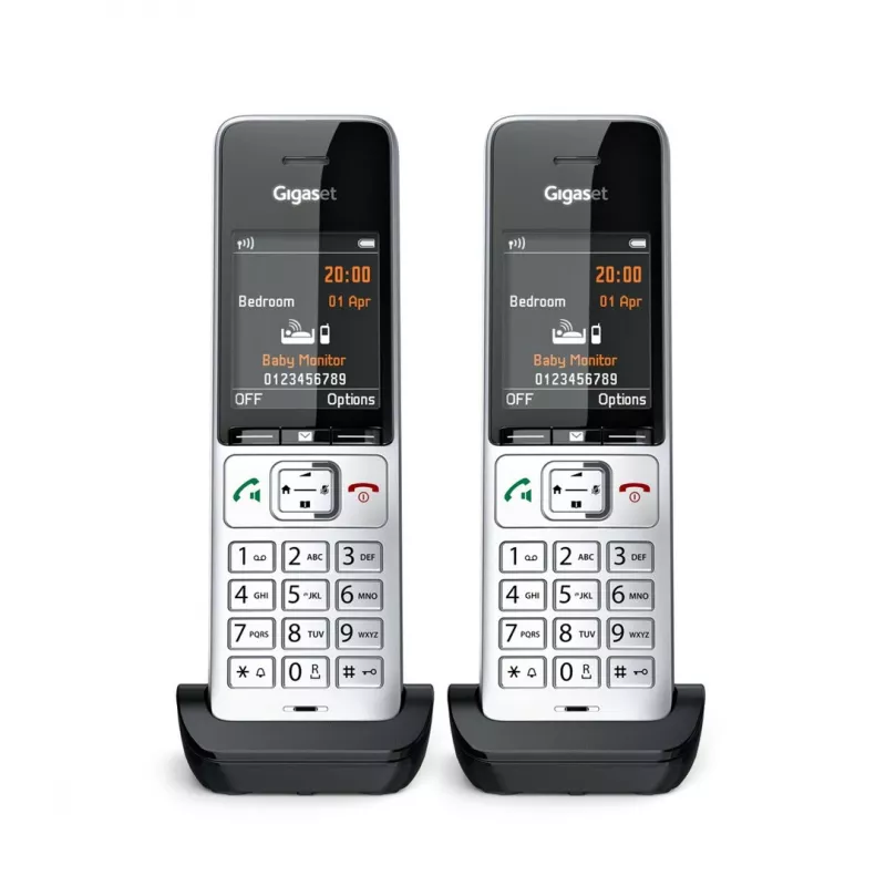 Gigaset COMFORT 500HX duo Analoginis/DECT telefonas su skambučio numerio atpažinimu, juodas, sidabrinis