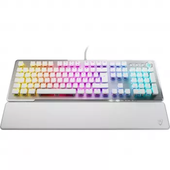 Turtle Beach Vulcan II, žaidimams skirta laidinė USB klaviatūra, mechaninė, RGB LED, baltos spalvos, vokiška