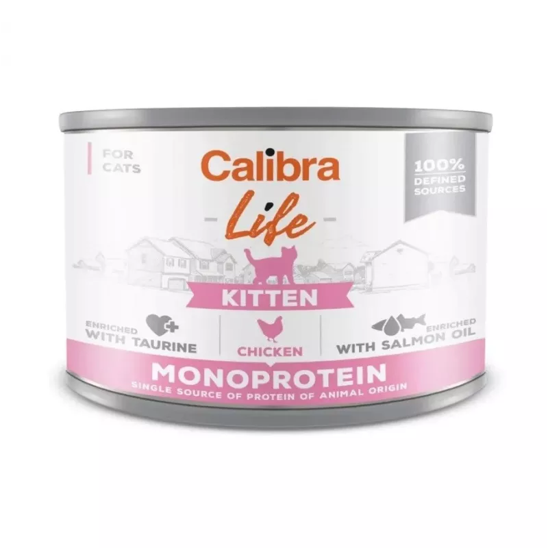 Šlapias kačių maistas Calibra Cat Life Kitten Chicken 200 g pakuotė, visavertis ėdalas jaunoms katėms
