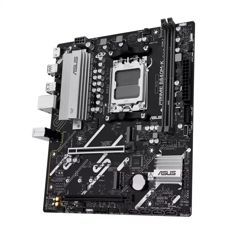 Motininė plokštė ASUS PRIME B840M-K — AMD B840, Socket AM5, micro ATX, DDR5, 2 DIMM, 128 GB, 2.5 GbE, M.2, SATA III