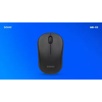 Belaidė pelė SAVIO MB-03, Bluetooth sąsaja, 1000 DPI, AA baterija, 99×60×39 mm, 51 g, imtuvas pridedamas
