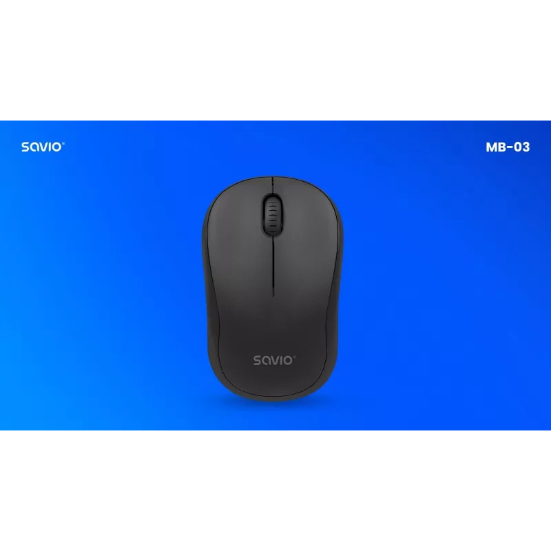 Belaidė pelė SAVIO MB-03, Bluetooth sąsaja, 1000 DPI, AA baterija, 99×60×39 mm, 51 g, imtuvas pridedamas