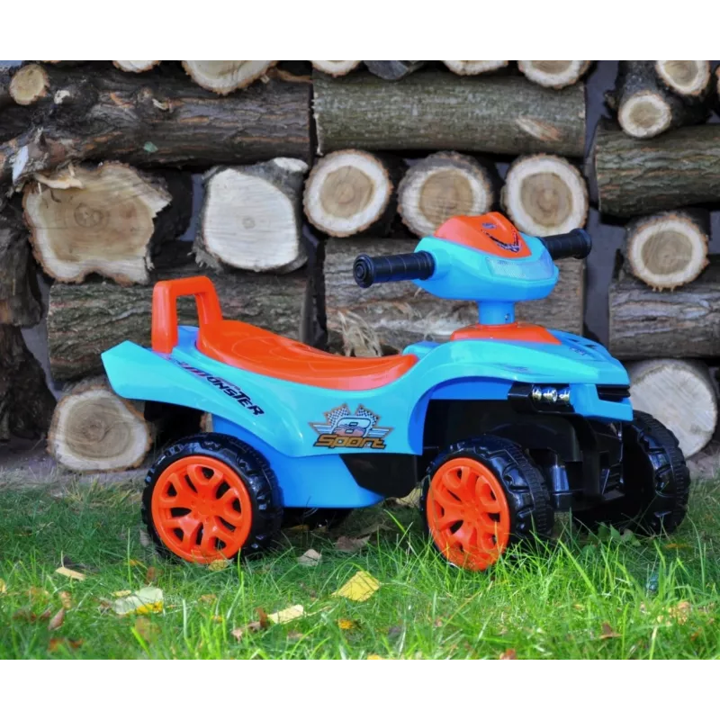 Ride-on toy milly mally Ride-on Monster Navy — vaikiška sėdima transporto priemonė, žema sėdynės aukštis