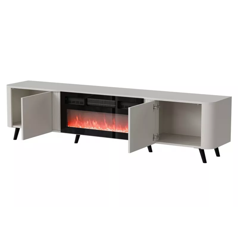 TV spintelė Cama Meble Volare 200 x 39 x 49 cm kašmyro spalvos su elektriniu židiniu