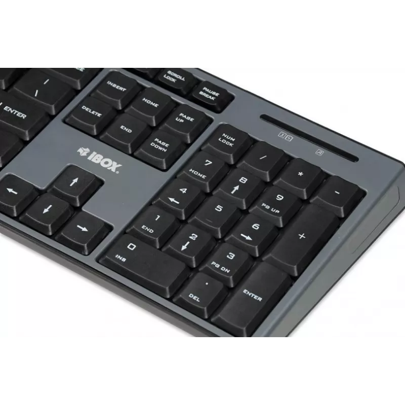 IBOX Desktop Kit Pro belaidė klaviatūra ir pelė, QWERTY viso dydžio 104 klavišai, 2,4 GHz, 1200 DPI, juoda