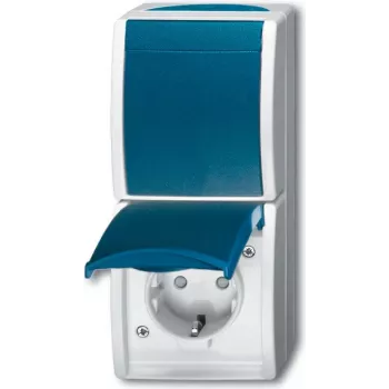 BUSCH JAEGER 2601/6/20 EBW-53 - F tipas - 2P+E - Mėlyna - Balta - IP44 - 250 V - 16 A