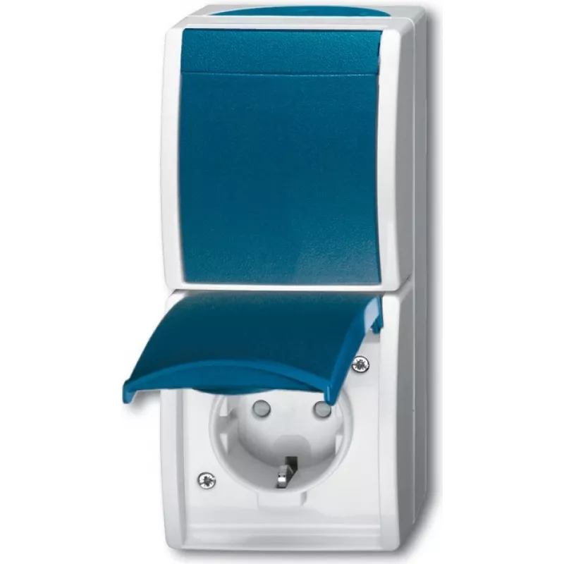 BUSCH JAEGER 2601/6/20 EBW-53 - F tipas - 2P+E - Mėlyna - Balta - IP44 - 250 V - 16 A