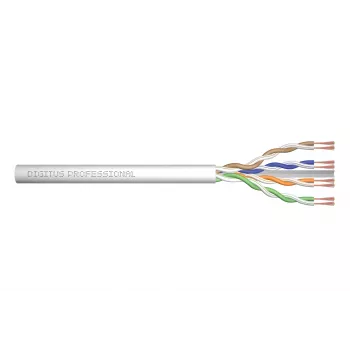 Tinklo kabelis Digitus CAT 6 U/UTP vytos poros komutacinis kabelis, neapdorotas 100 m, pilkas