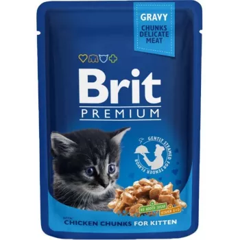 Šlapias kačių maistas Brit Premium Cat Kitten Chicken 100 g — šlapia pakuotė jauniems kačiukams, 81% drėgmės, 9,5% baltymų