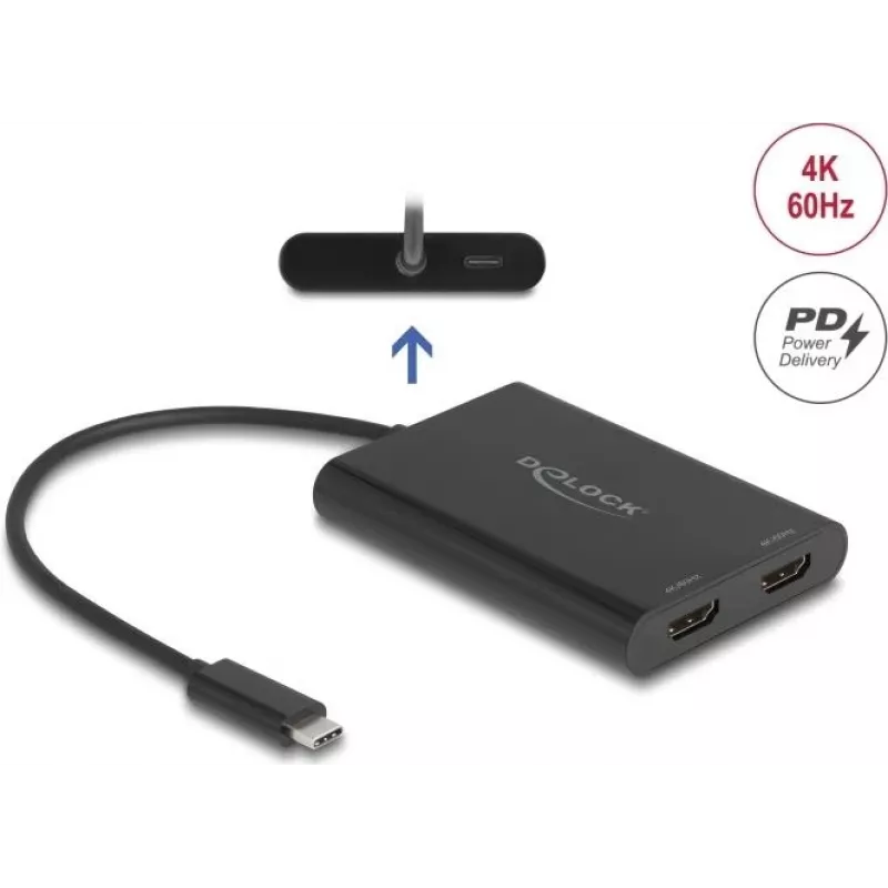 Adapteris USB Type-C į 2× HDMI 4K 60 Hz Delock 64309 (DisplayLink)