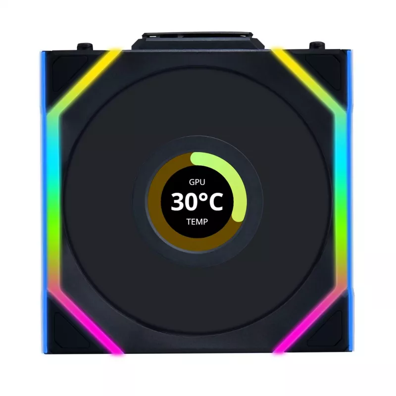 Ventiliatorius Lian Li UNI FAN SL Wireless LCD 120 12 cm Juodas 31 dB 51.45 cfm