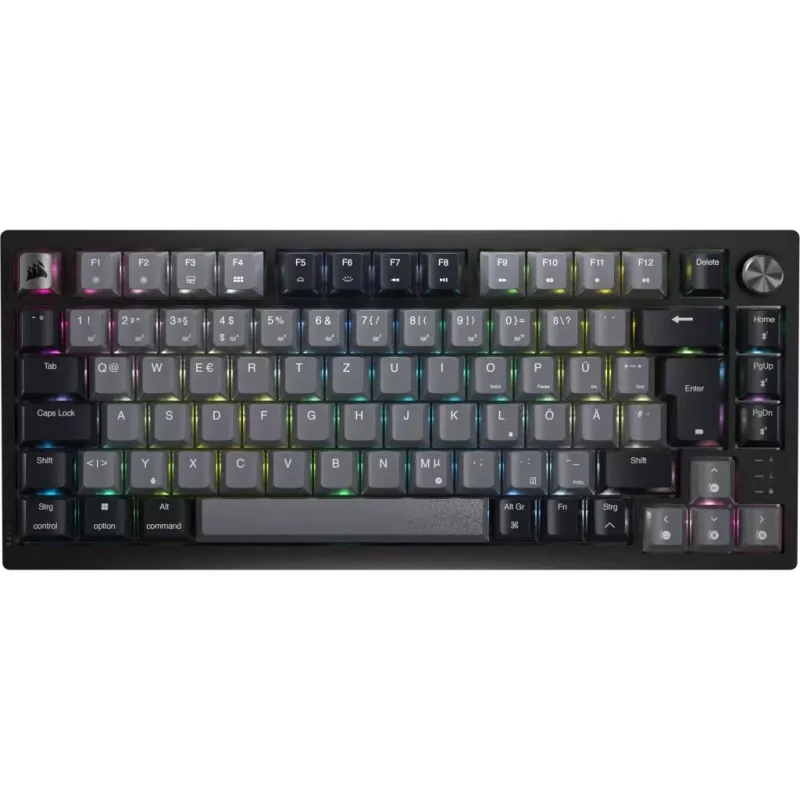 Mechaninė žaidimų klaviatūra CORSAIR K65 PLUS Wireless — Nordic Juoda, kompaktiškas išdėstymas, USB Type-A