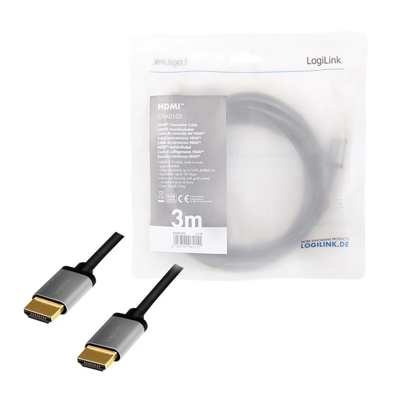 HDMI laidas LogiLink CHA0102 3 m