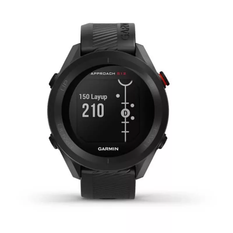 GPS golfo laikrodis GARMIN Approach S12, juodas, 43 mm korpusas, silikoninis dirželis, 30 val. GPS baterijos veikimo laikas