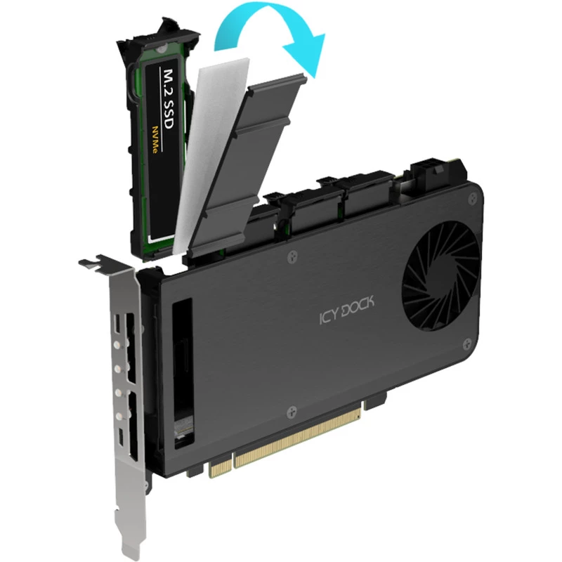 Adapterinė kortelė 4 x M.2 NVMe SSD mobiliam krepšiui, Icy Dock MB204MP-B