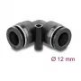 Pneumatinė jungtis DELOCK 12 mm 90° kampuota su tvirtinimo anga, vidinis sriegis, metalas/plastikas, ilgis 39,5 mm