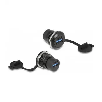 „Keystone“ modulis DELOCK 86966 — USB 3.2 Gen 1 Type-A į Type-A, juodas, 32,5×23,5 mm