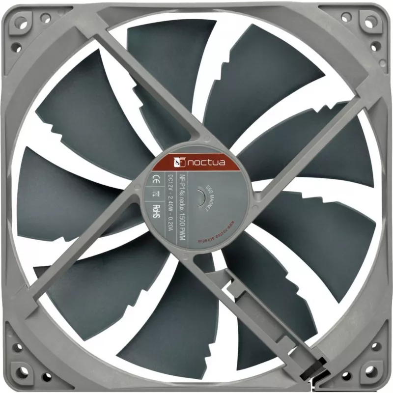 Noctua ventiliatorius NF-P14S REDUX-1500 PWM 140 mm pilkas, 12V PWM, 450–1500 RPM, 133,7 m³/h, 25,8 dB