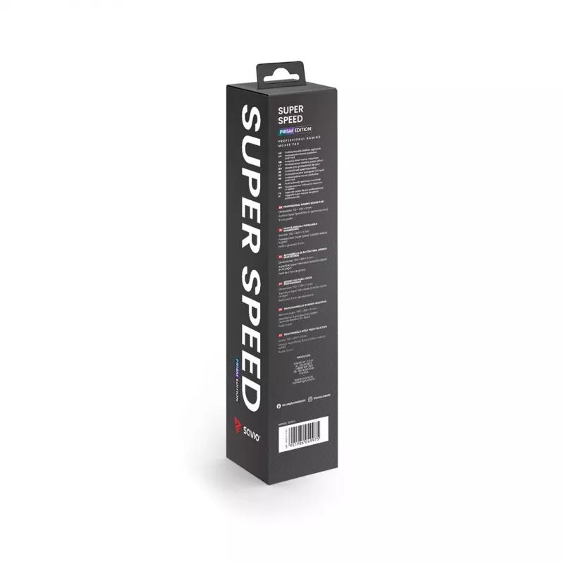 Žaidimų pelės kilimėlis SAVIO Super Speed L Prism Edition — 700×300×3 mm, violetinė, susiūti kraštai, neslystanti pagrindas