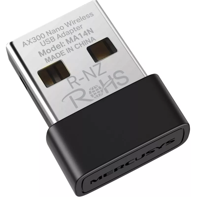 USB Wi‑Fi adapteris MERCUSYS MA14N — USB Type‑A, 2,4 GHz vienos juostos, iki 287 Mb/s, juodas