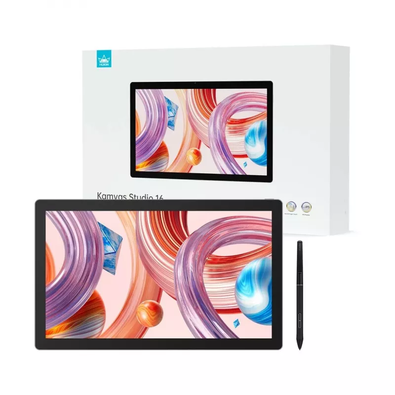 Grafikos planšetė Huion Kamvas Studio 16 KS1601 15,8 col. Quad HD IPS ekranu 2560×1440, 16 GB RAM, 512 GB SSD, Wi‑Fi 6, baterija 58 Wh