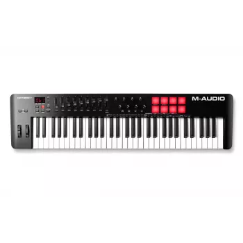 MIDI klaviatūra M-Audio Oxygen 61 MKV – 61 klavišų USB valdiklis su 16 pad'ų, 8 rankenėlėmis, ekranu, pitch bend (juoda)
