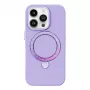 Apsauginis telefono dėklas Joyroom PN-15L2 Dancing Circle, skirtas iPhone 15 Pro — purpurinis, plonas dėklas su integruotu žiedu