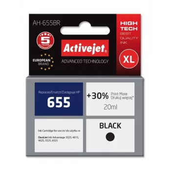 Activejet AH-655BR rašalas (pakaitalas HP 655 CZ109AE; Premium; 20 ml; juodas)