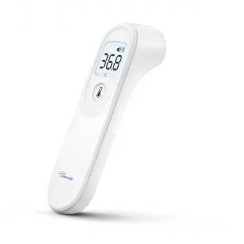 Nekontaktinis infraraudonųjų spindulių termometras Yuwell YT-1 — kaktos, diapazonas 32–43 °C, tikslumas ±0,3 °C, mygtukų valdymas, signalizacija, AAA baterijos