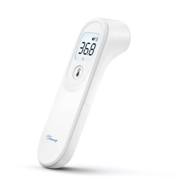 Nekontaktinis infraraudonųjų spindulių termometras Yuwell YT-1 — kaktos, diapazonas 32–43 °C, tikslumas ±0,3 °C, mygtukų valdymas, signalizacija, AAA baterijos