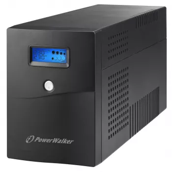 Nepertraukiamo maitinimo šaltinis PowerWalker VI 3000 SCL — linijinis-interaktyvus UPS 3 kVA / 1800 W, 230 V, 9 Ah baterija, LCD, bokštas, juoda