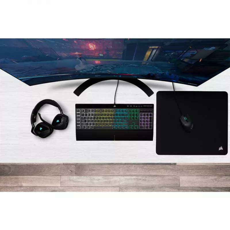 Corsair K55 RGB PRO klaviatūra, skirta žaidimams, USB, QWERTZ, vokiečių k., juoda