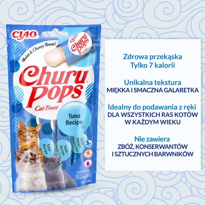 INABA Churu Pops tunas – skanėstai katėms – 4x15 g